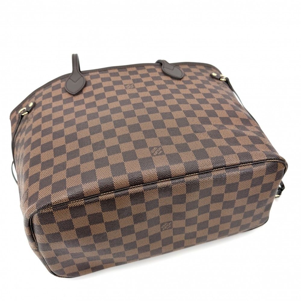 Louis Vuitton Tote Neverfull MM Handbag Shoulder Damier Canvas Brown Gold — view 3