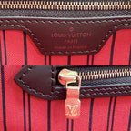 Louis Vuitton Tote Neverfull MM Handbag Shoulder Damier Canvas Brown Gold — view 5