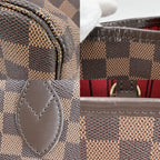 Louis Vuitton Tote Neverfull MM Handbag Shoulder Damier Canvas Brown Gold — view 6