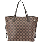Louis Vuitton Tote Neverfull MM Handbag Shoulder Damier Canvas Brown Gold — view 2