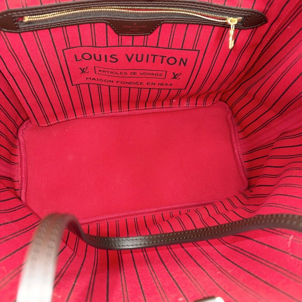 Louis Vuitton Tote Neverfull MM Handbag Shoulder Damier Canvas Brown Gold — view 4
