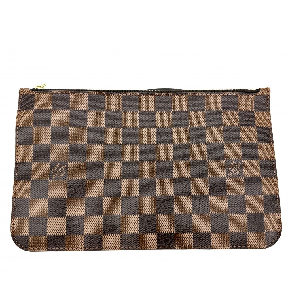 Louis Vuitton Tote Neverfull MM Handbag Shoulder Damier Canvas Brown Gold — view 9