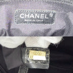 Chanel Handbag Paris Biarritz Tote PM CC Logo Canvas Leather Black Silver — view 5