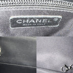 Chanel Handbag Paris Biarritz Tote PM CC Logo Canvas Leather Black Silver — view 7