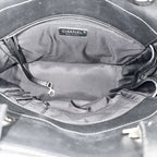 Chanel Handbag Paris Biarritz Tote PM CC Logo Canvas Leather Black Silver — view 4