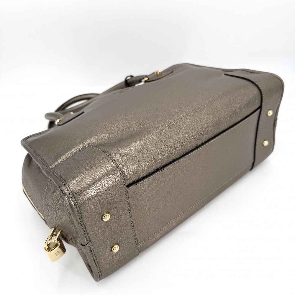Loewe Anagram Amazona 36 Mini Boston Bag Shoulder Metallic Leather Gold — view 3