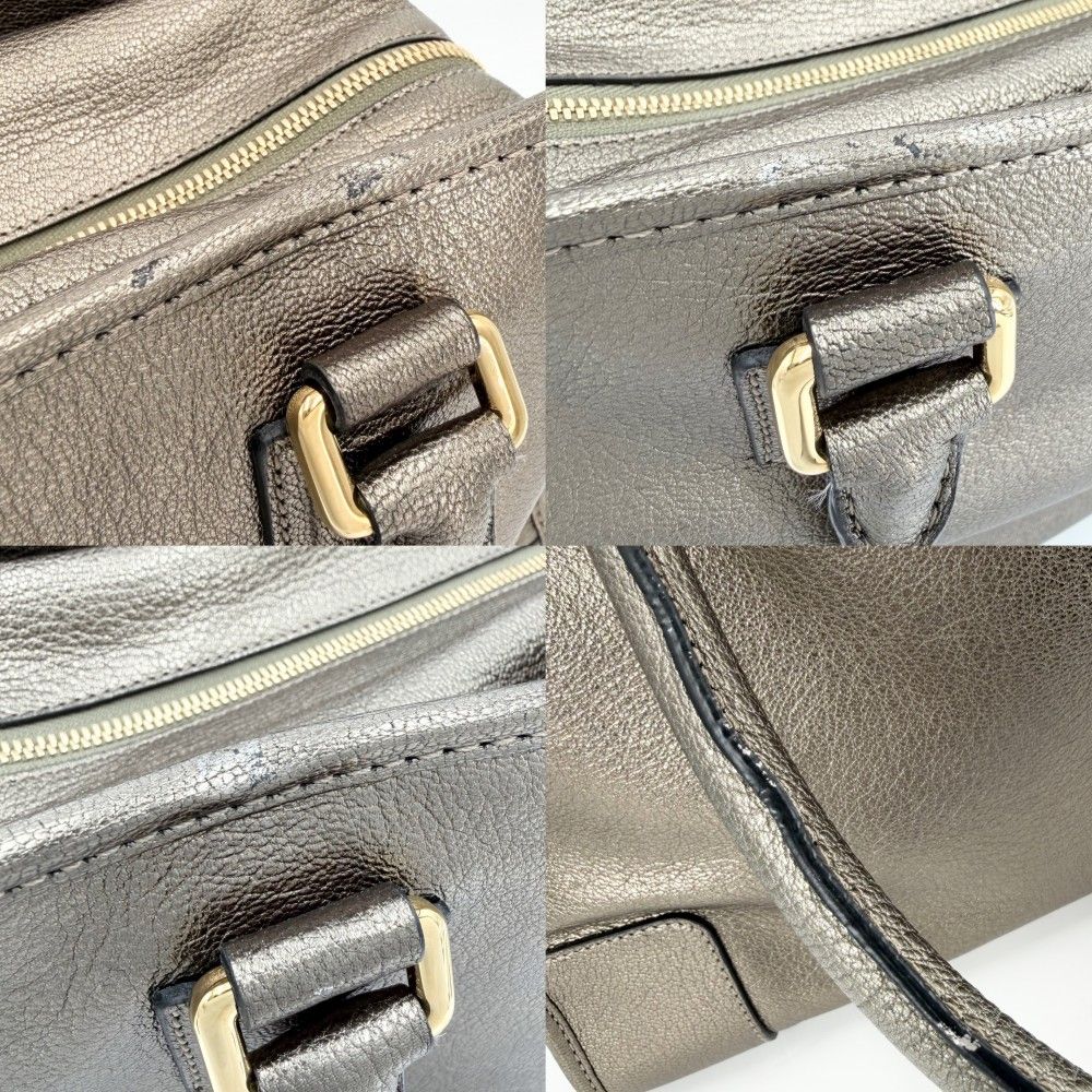 Loewe Anagram Amazona 36 Mini Boston Bag Shoulder Metallic Leather Gold — view 7