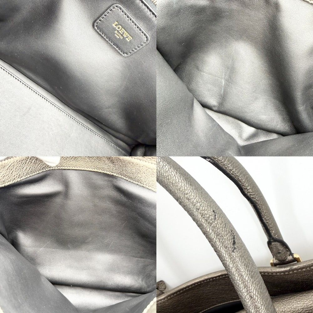 Loewe Anagram Amazona 36 Mini Boston Bag Shoulder Metallic Leather Gold — view 6