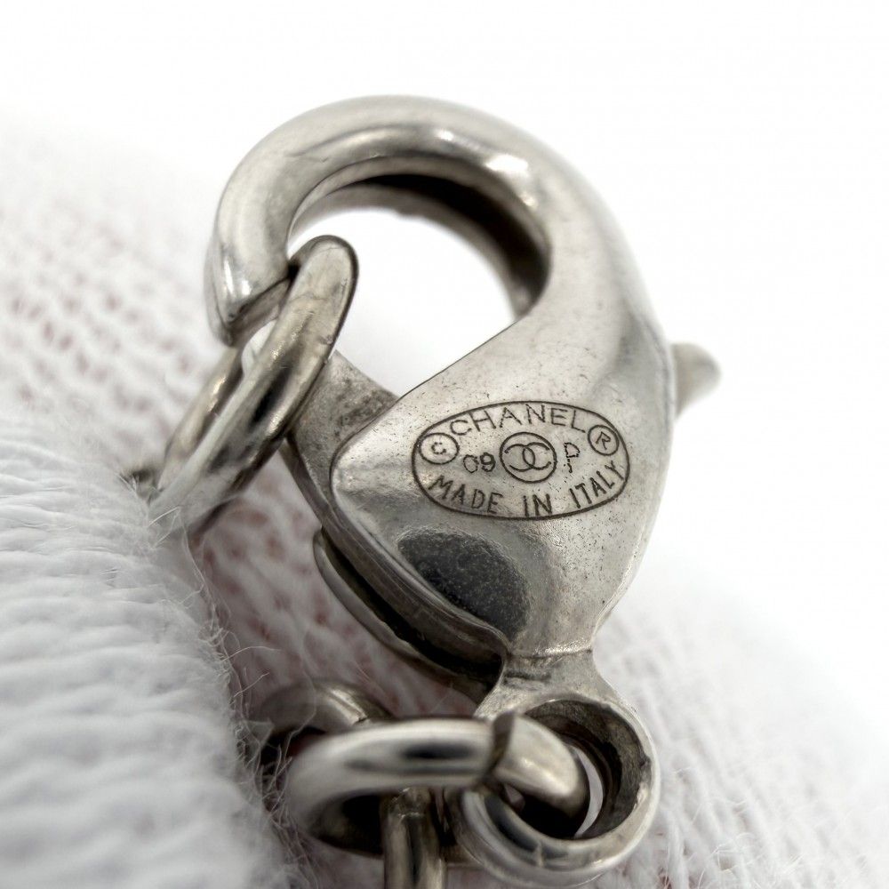 Chanel Necklace CC Logo Chain Faux Pearl Rhinestone White Silver — view 4