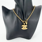 Chanel Necklace Quilted CC Logo Gold Plated — view 3