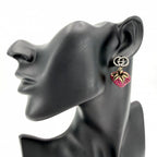 Gucci Earrings Strawberry Motif Interlocking Rhinestone Pink Gold — view 2