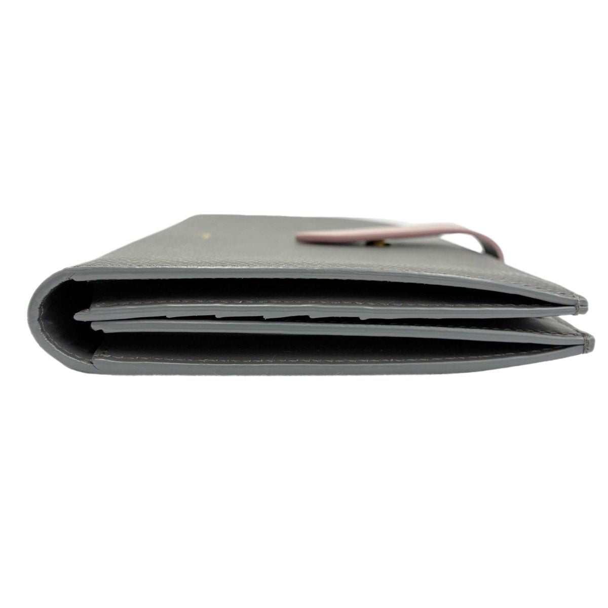 Celine Large Strap Wallet Grained Calf Skin Gray Vintage Pink Bifold — view 4