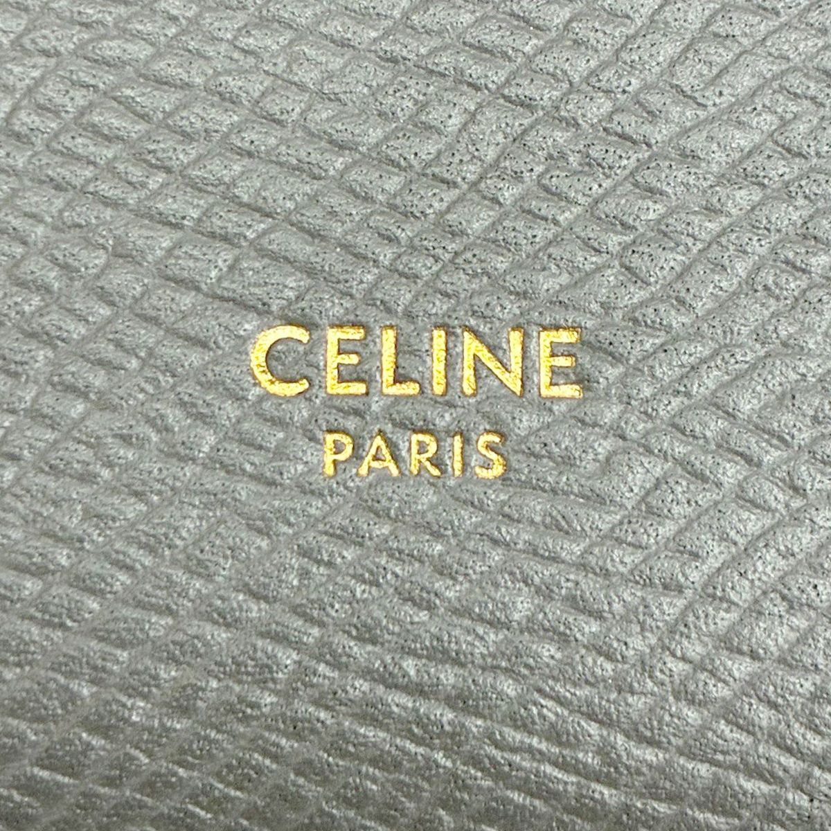 Celine Large Strap Wallet Grained Calf Skin Gray Vintage Pink Bifold — view 2