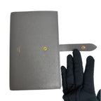 Celine Large Strap Wallet Grained Calf Skin Gray Vintage Pink Bifold — view 8