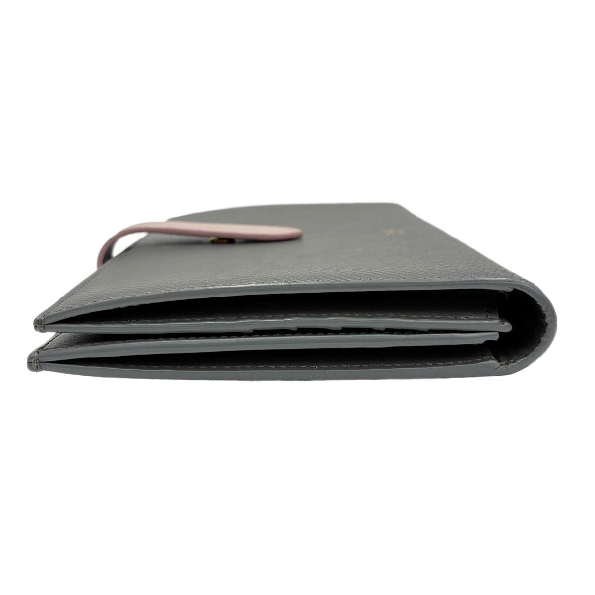 Celine Large Strap Wallet Grained Calf Skin Gray Vintage Pink Bifold — view 6