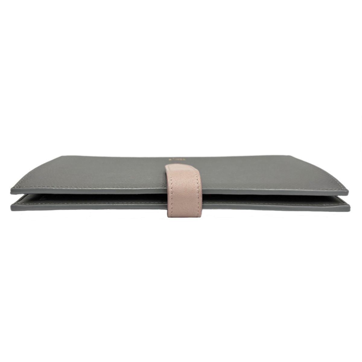 Celine Large Strap Wallet Grained Calf Skin Gray Vintage Pink Bifold — view 7