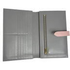 Celine Large Strap Wallet Grained Calf Skin Gray Vintage Pink Bifold — view 9