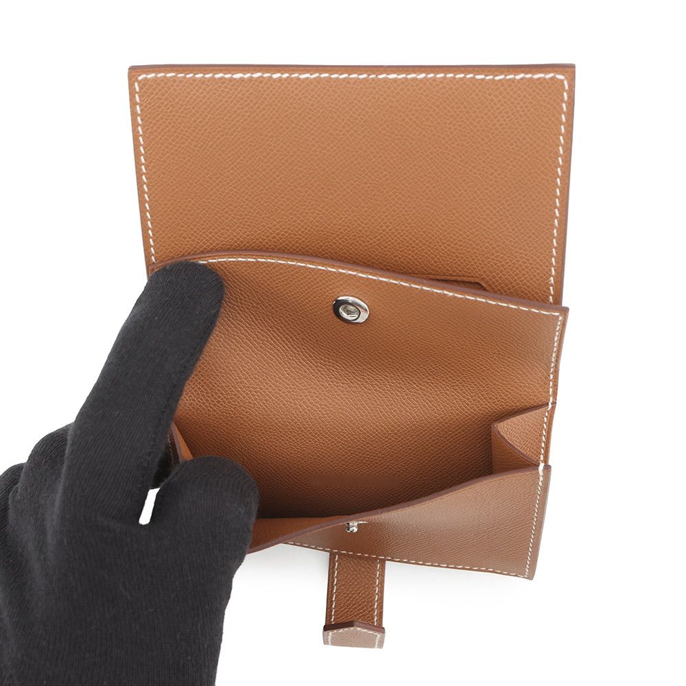 Hermes Card Case Bearn Mini Coin Purse Gold Silver Vo Madame — view 6