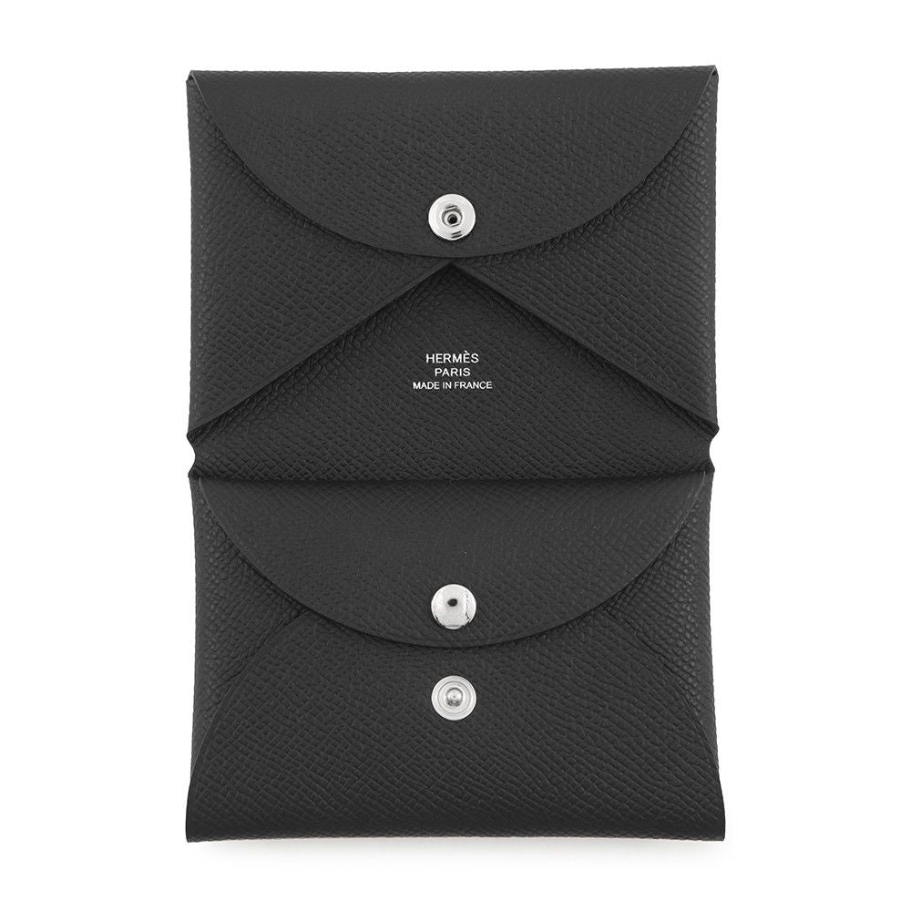 Hermes Coin Case Calvi Duo Black Silver Epsom Wallet — view 4