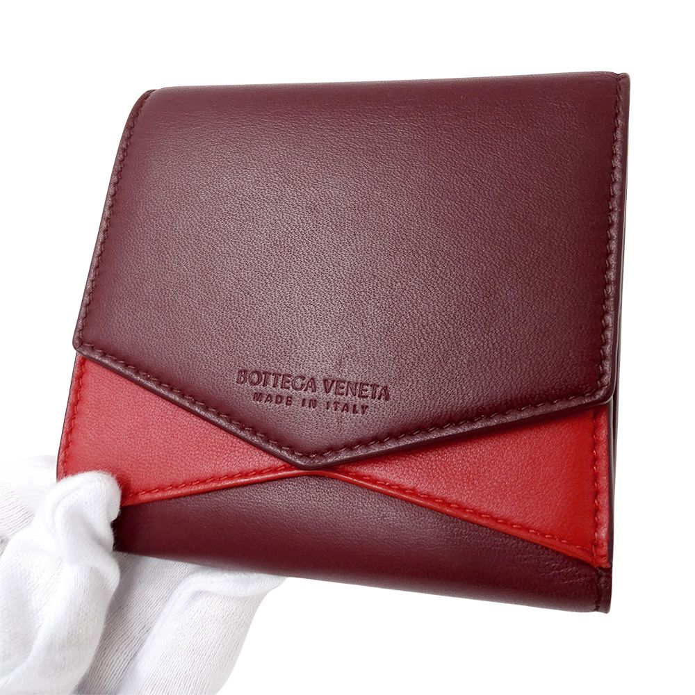 Bottega Veneta Wallet Bifold Leather Gold Red Wine Mini — view 9