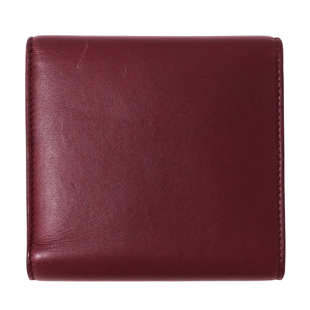 Bottega Veneta Wallet Bifold Leather Gold Red Wine Mini — view 2