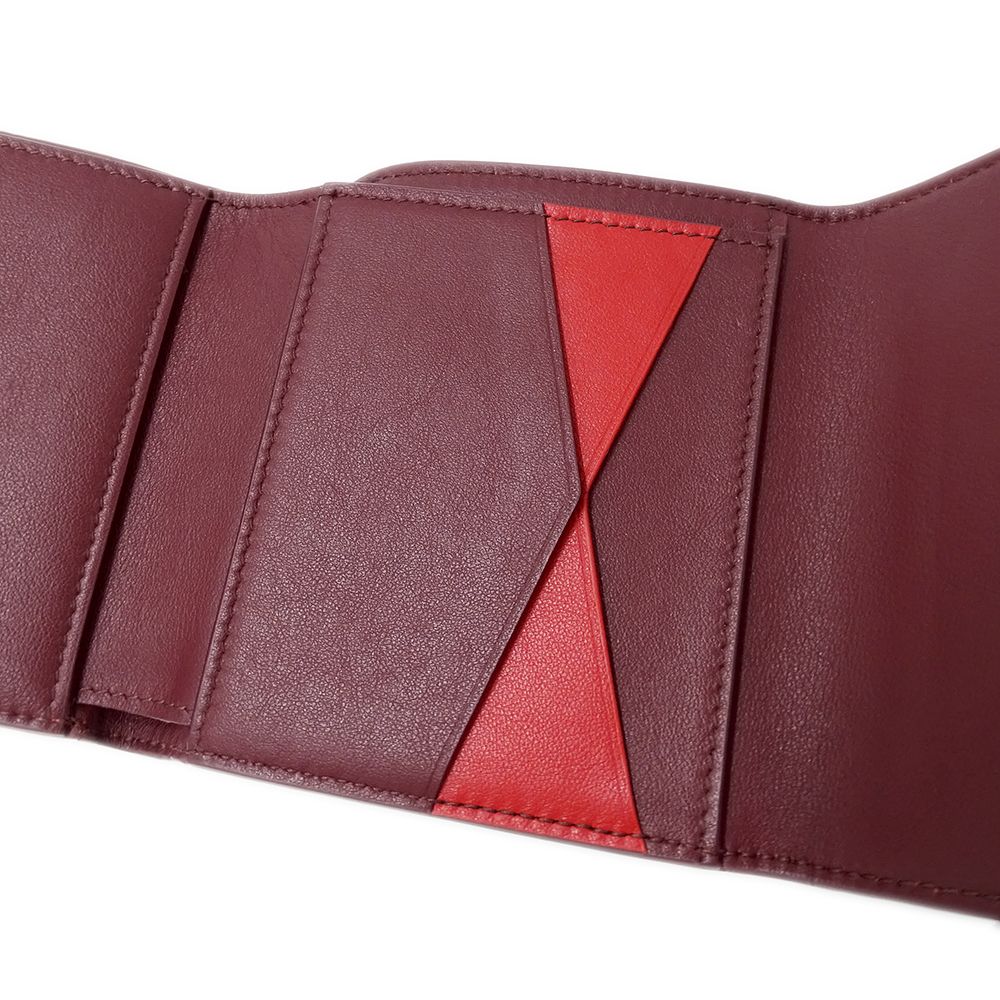 Bottega Veneta Wallet Bifold Leather Gold Red Wine Mini — view 7
