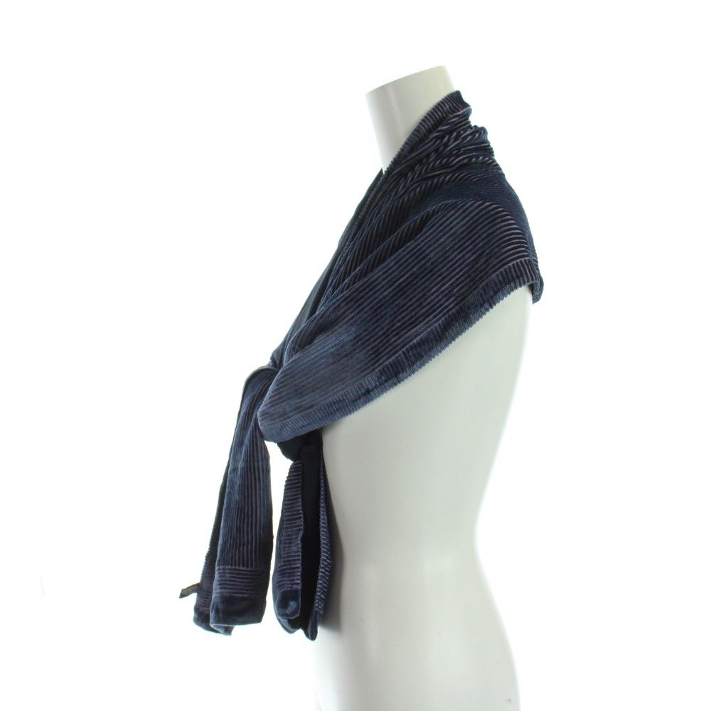 Gucci Scarf Shawl Velour Border Logo Silk Navy — view 3