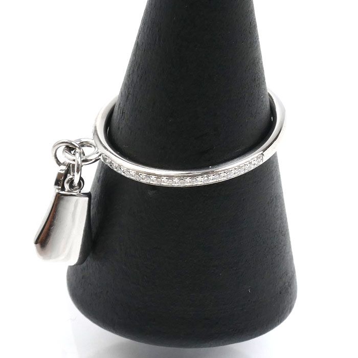 Hermes 18k White Gold Kelly Clochette PM Ring Diamond — view 2