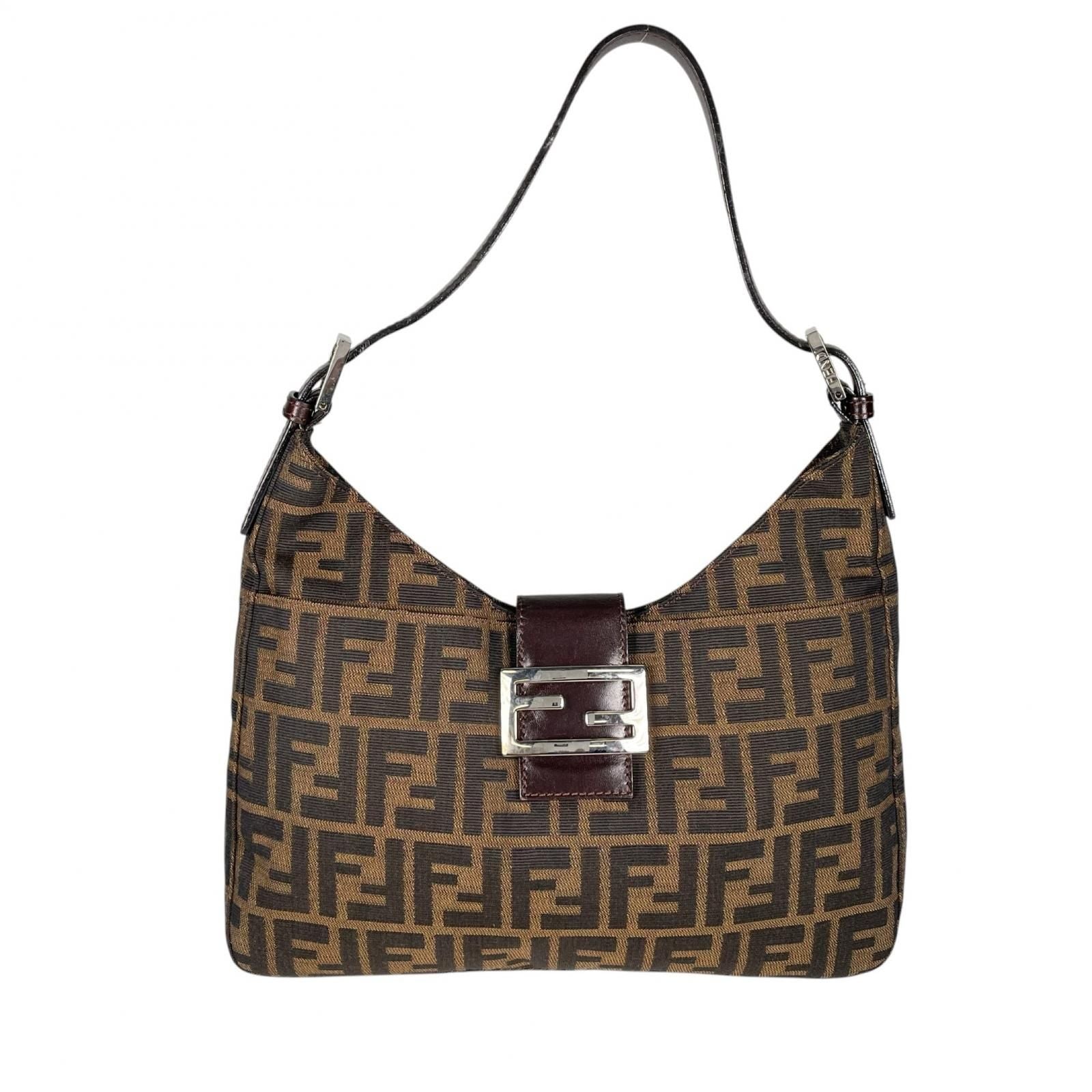 Fendi Zucca Shoulder Bag Canvas Brown