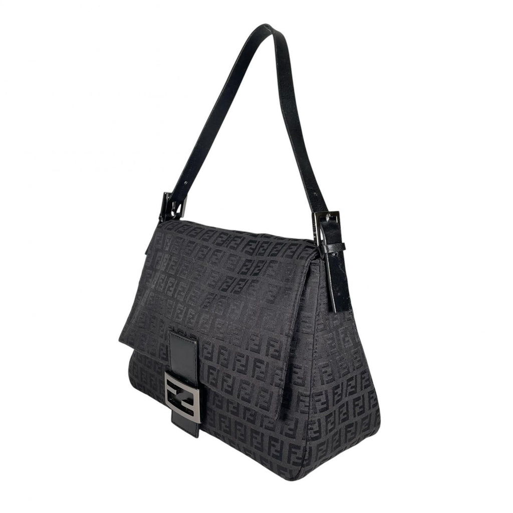 Fendi Zucchino Mamma Baguette Shoulder Bag Canvas Black — view 2
