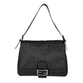 Fendi Zucchino Mamma Baguette Shoulder Bag Canvas Black