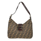 Fendi Zucca Hobo Shoulder Bag Canvas Brown