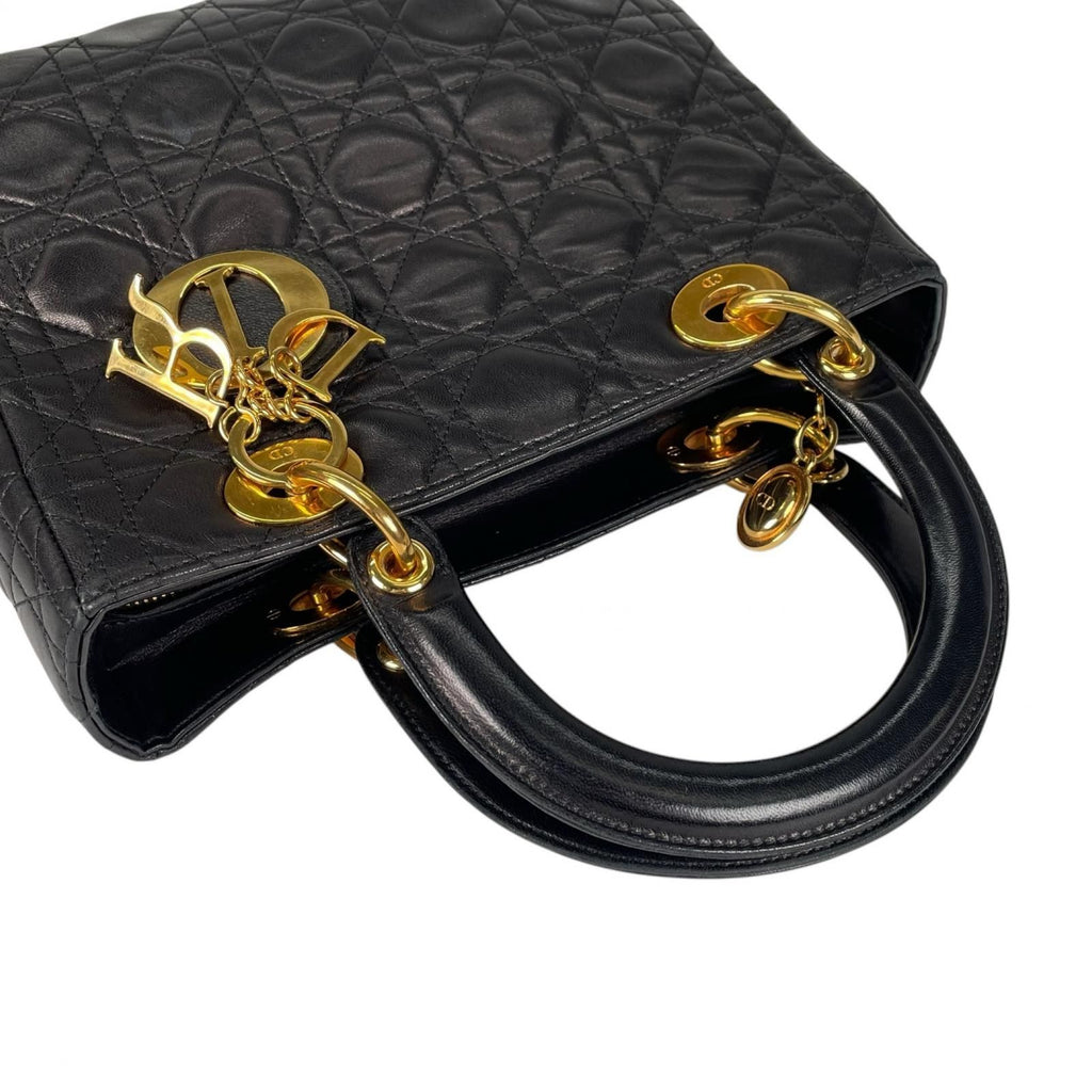 Dior Lady Dior Handbag Lambskin Black — view 5