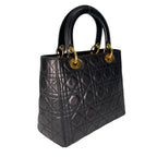 Dior Lady Dior Handbag Lambskin Black — view 3