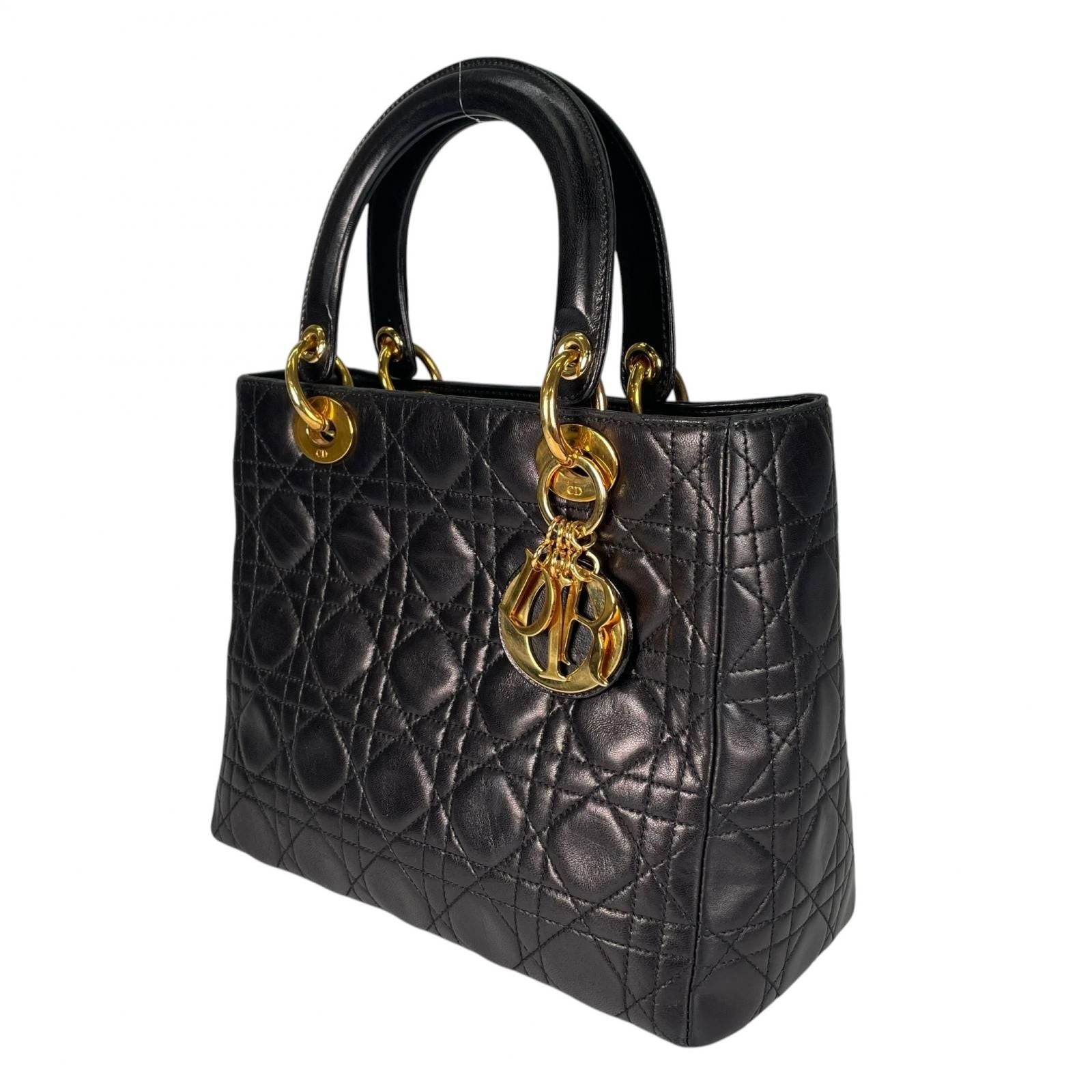 Dior Lady Dior Handbag Lambskin Black — view 2