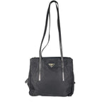 Prada Triangle Logo Tote Bag Nylon Black