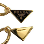 Prada Earrings Triangle Logo Gold Black Metal — view 3