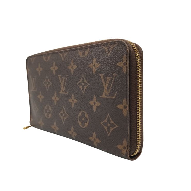 Louis Vuitton Wallet Zippy Organizer Brown Monogram Zip Around Travel Case Gold — view 2