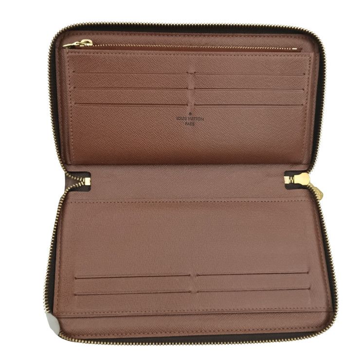 Louis Vuitton Wallet Zippy Organizer Brown Monogram Zip Around Travel Case Gold — view 7