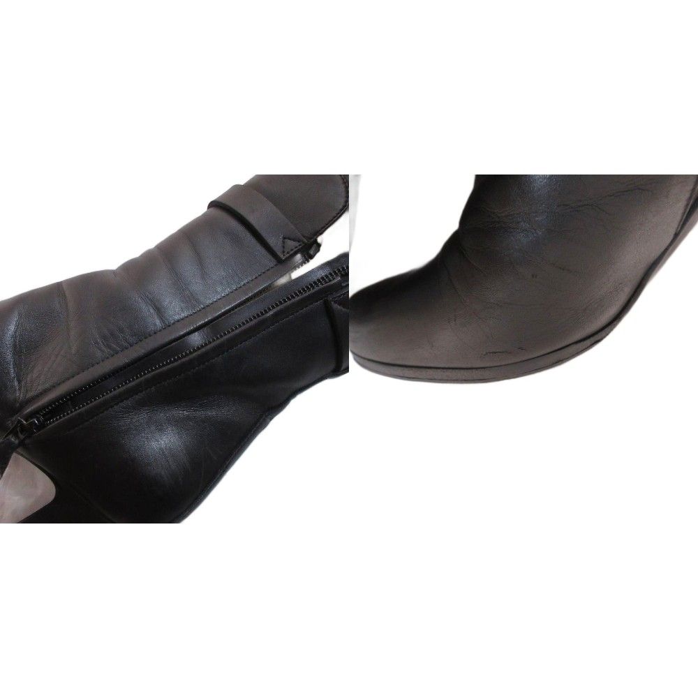 Hermes Joueuse Leather Short Boots Kelly Side Zip 35 Black — view 9