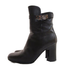 Hermes Joueuse Leather Short Boots Kelly Side Zip 35 Black — view 2