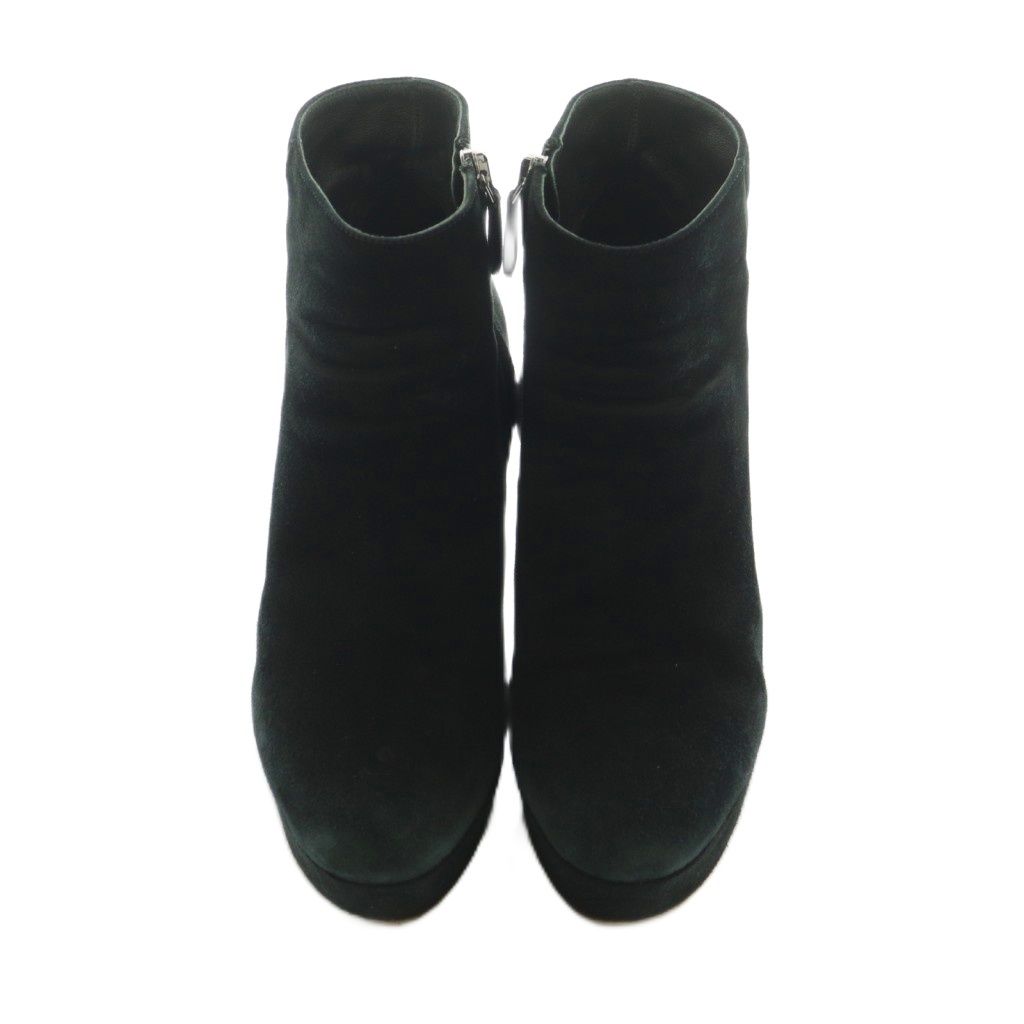Prada Short Boots High Heel Platform Suede 36 Black — view 6