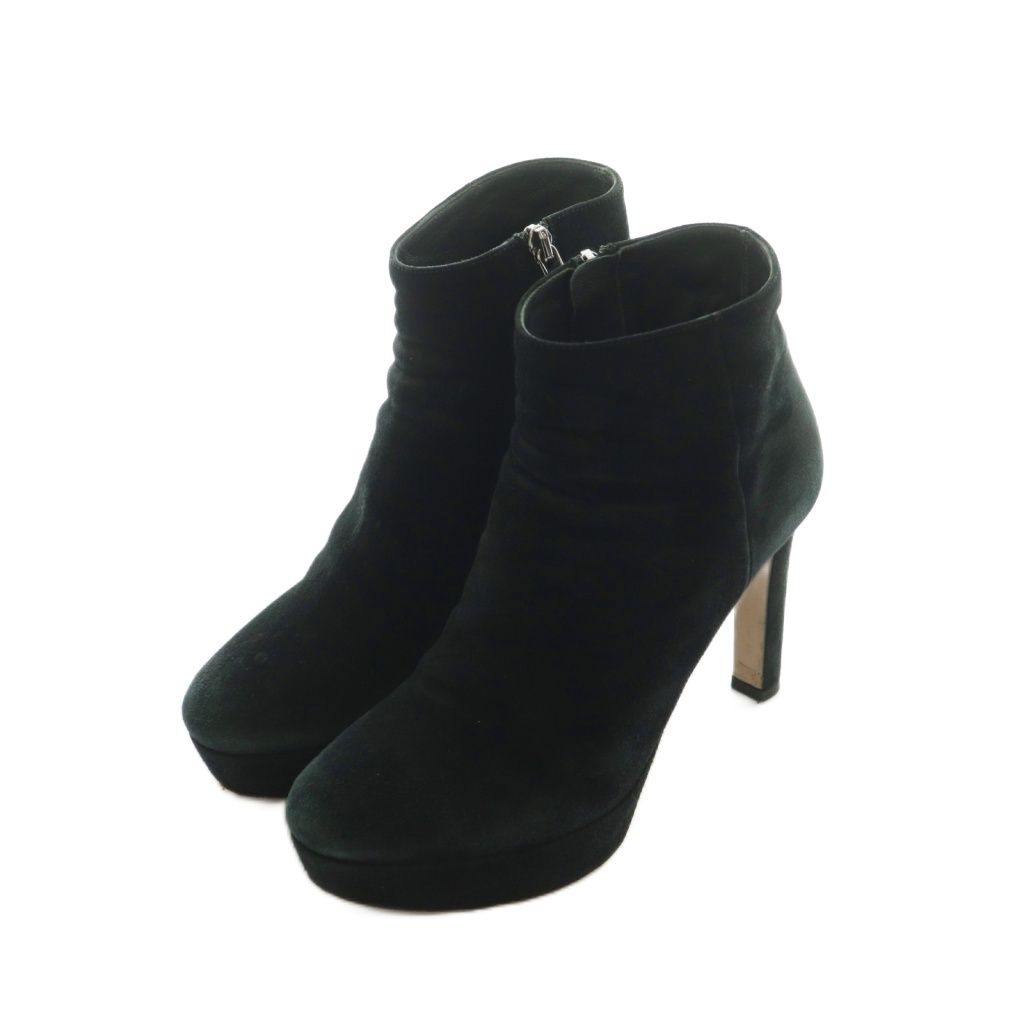 Prada Short Boots High Heel Platform Suede 36 Black — view 2