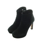 Prada Short Boots High Heel Platform Suede 36 Black — view 2