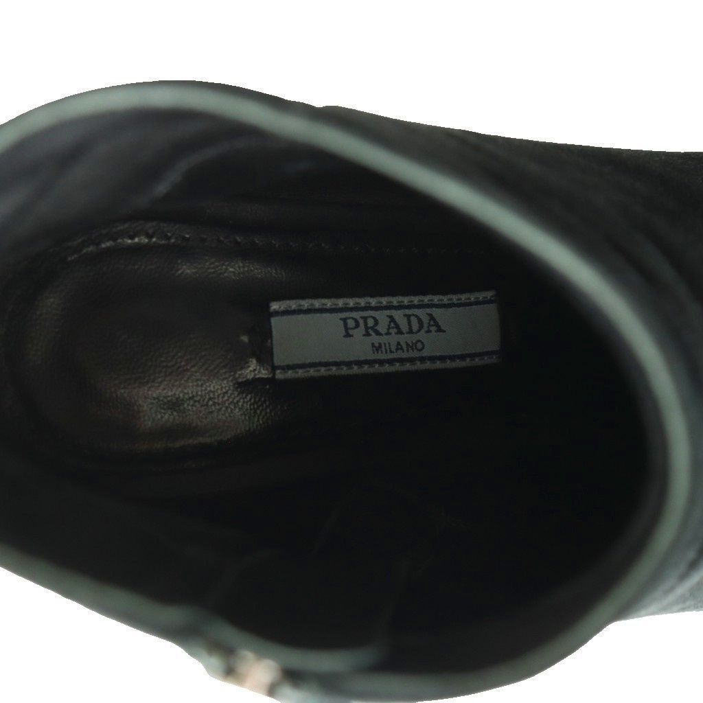 Prada Short Boots High Heel Platform Suede 36 Black — view 8