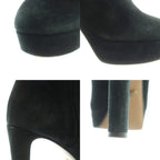 Prada Short Boots High Heel Platform Suede 36 Black — view 9