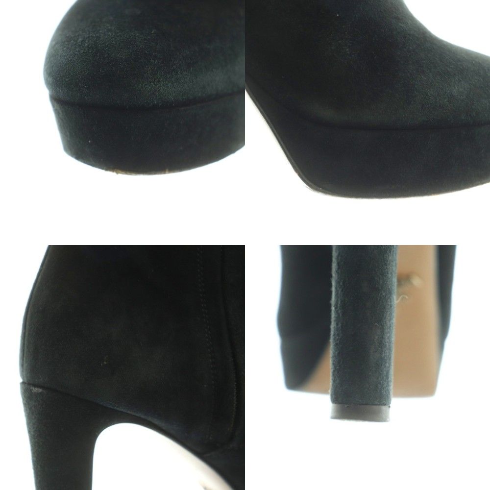 Prada Short Boots High Heel Platform Suede 36 Black — view 9