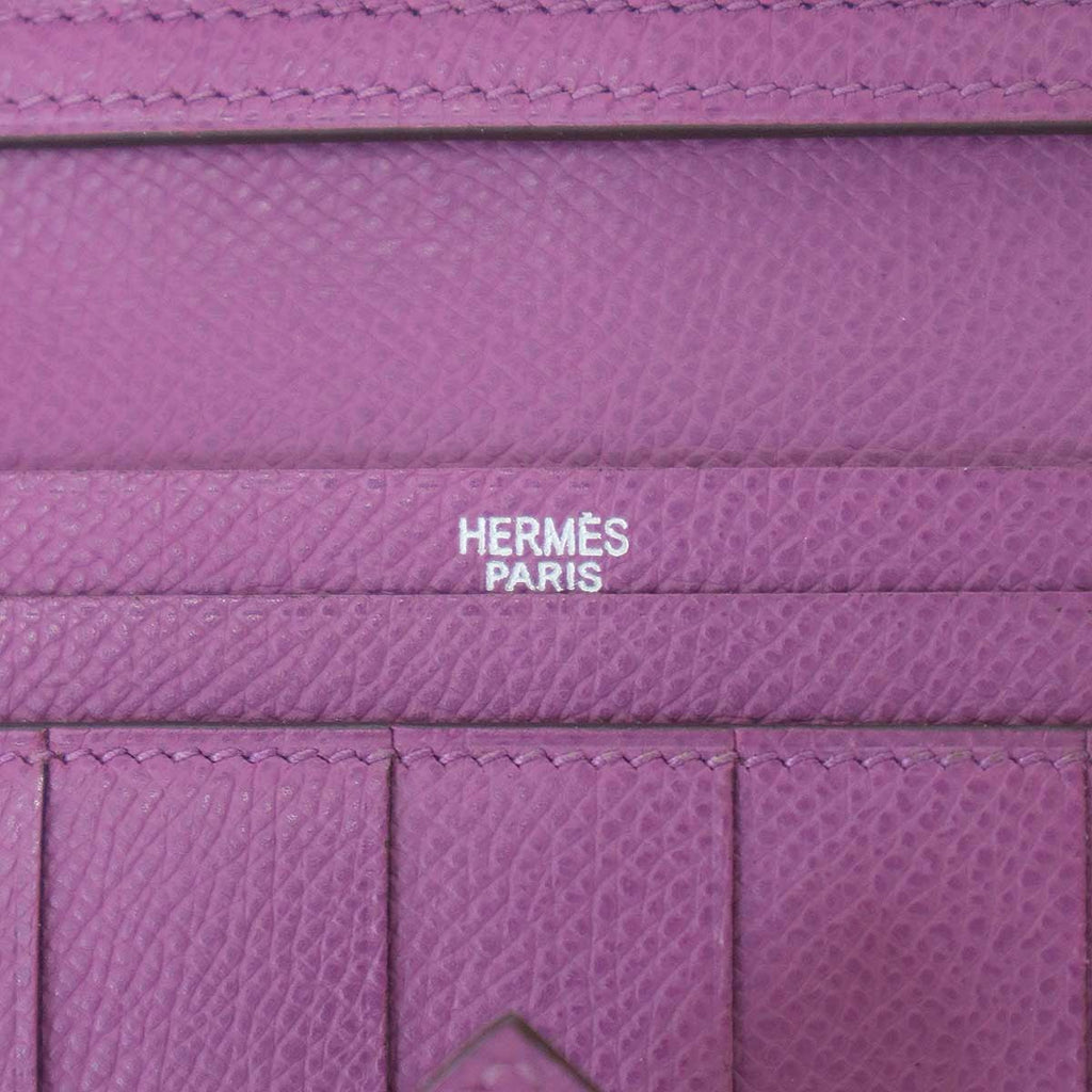 Hermes Bearn Soufflet Souffle Long Leather Wallet Pink — view 4