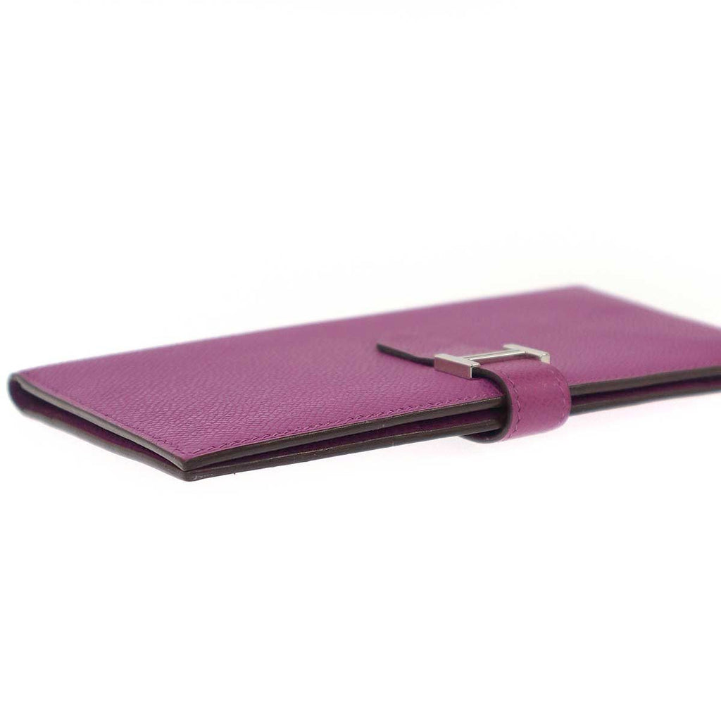 Hermes Bearn Soufflet Souffle Long Leather Wallet Pink — view 3