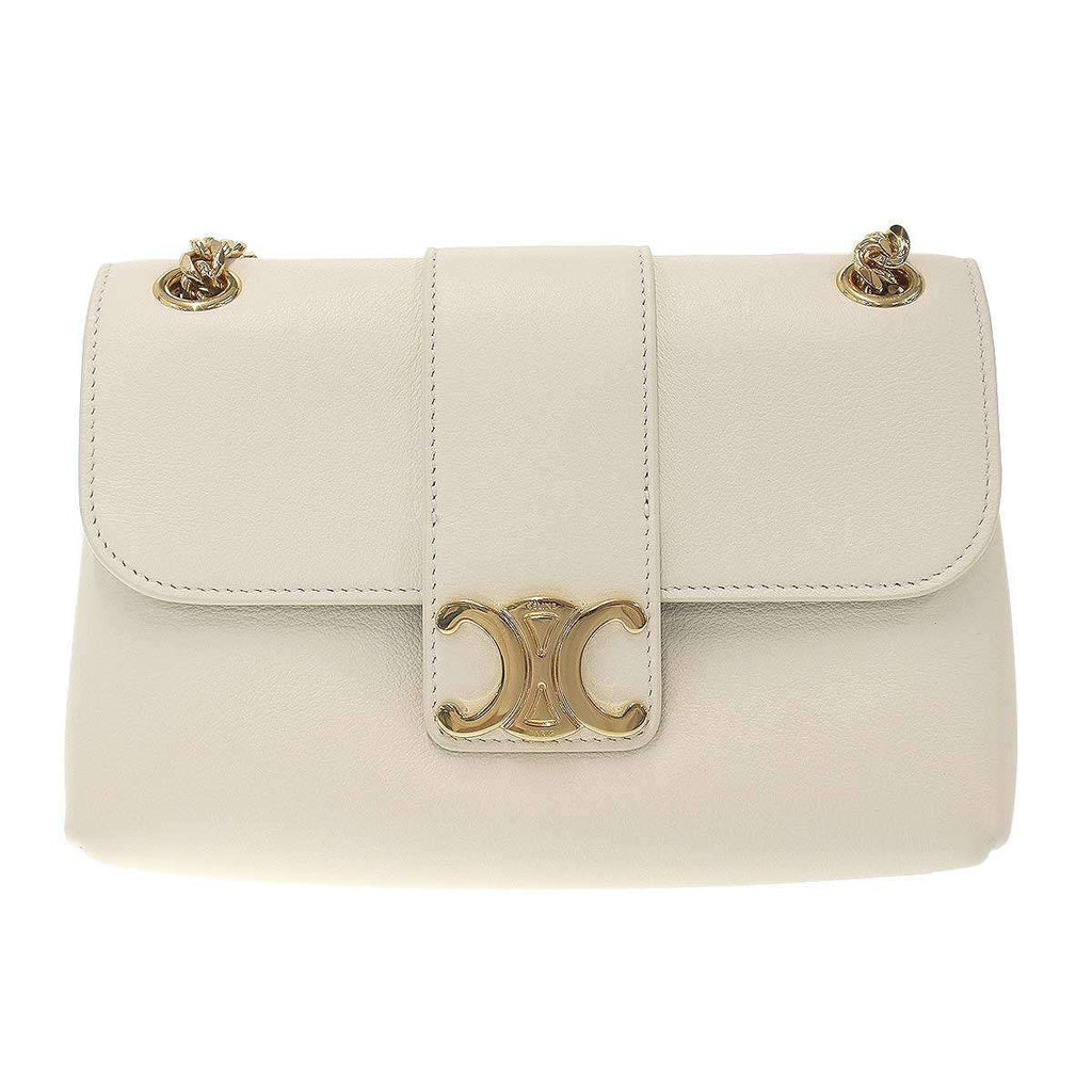 Celine Victoire Triomphe Shoulder Bag Soft Sapul Cafskin White — view 2